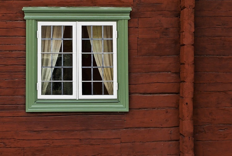 green window trim wood house 