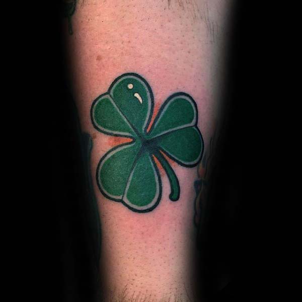 Green Three Leaf Clover Forearm Irish Tattoo On Man