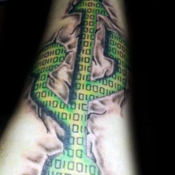 Green Usb Symbol Binary Mens Forearm Tattoos