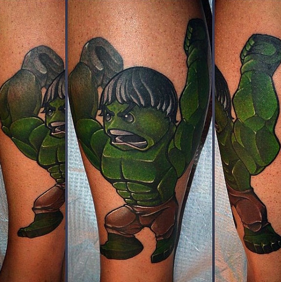 Greenie Monster New School Tattoo Male Forearm