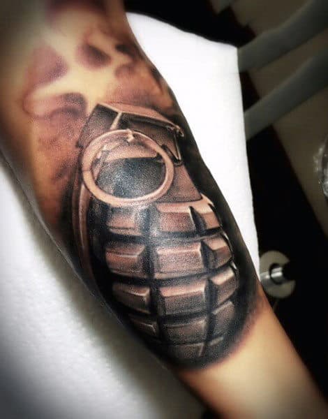 Grenade Bicep Tattoos For Men