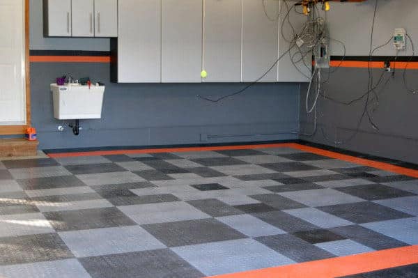 Grey And Orange Harley Davidson Motorcycle Themed Garage Walls Paint