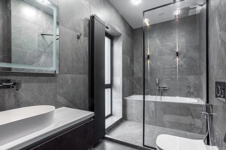 grey tile bathroom