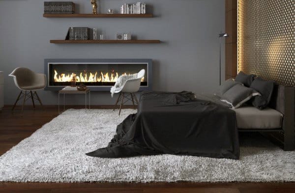 luxury modern bedroom with fireplace 