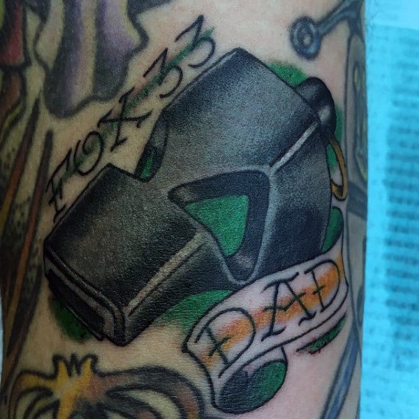 Grey Dad Tattoo Male Forearms