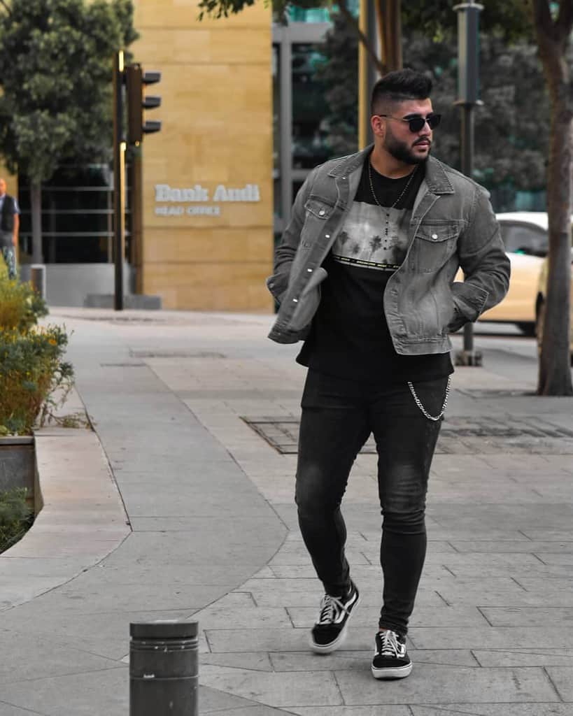 Grey Denim Mens Style