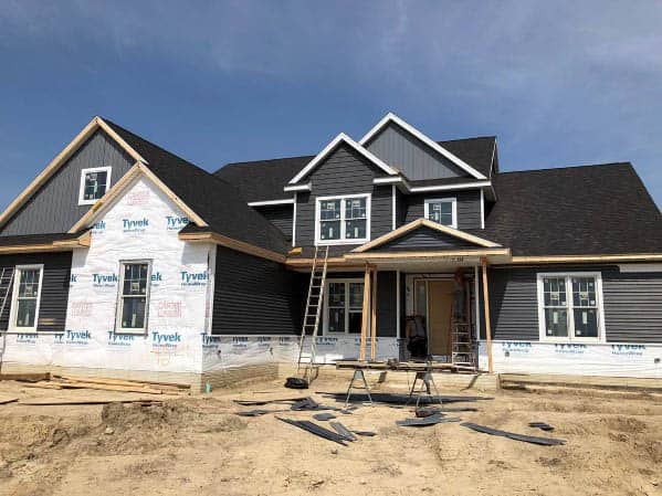 dark grey clapboard siding