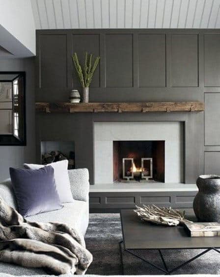 Grey Fireplace Rustic Great Room Ideas