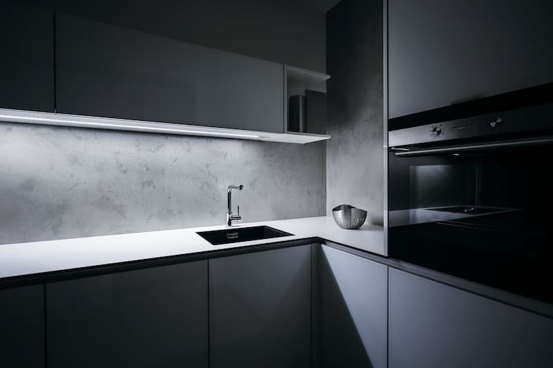 modern grey kitchen single sink