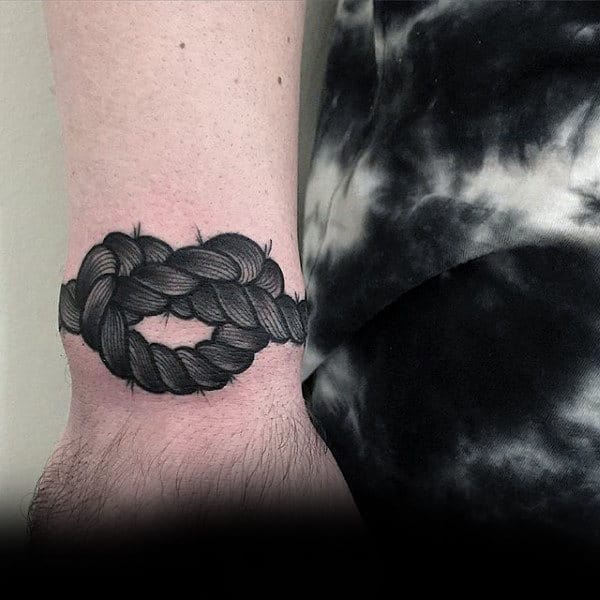 Grey Rope Tattoo Male Forearm