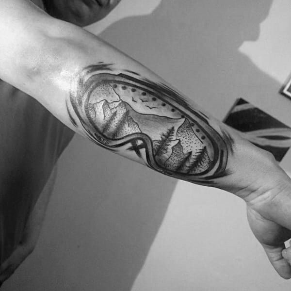 Grey Snowboard Eyewear Tattoo Male Forearms