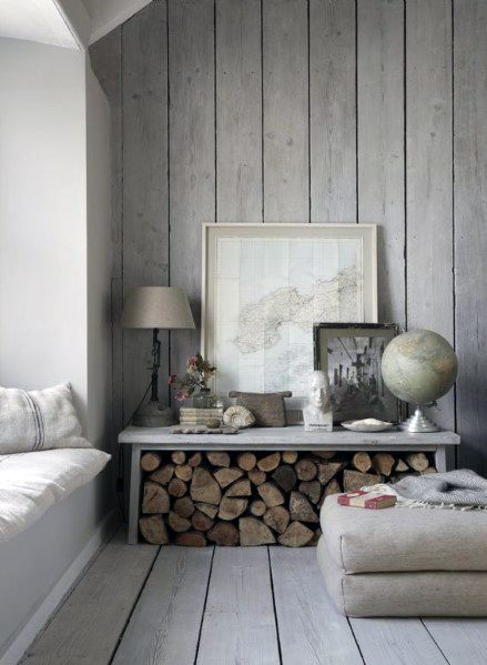 Grey Stained Interior Designs Wood Walls
