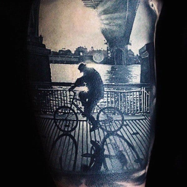 Grey Tattoo With Amazing Shadow Effect Realism Tattoo Male Arms
