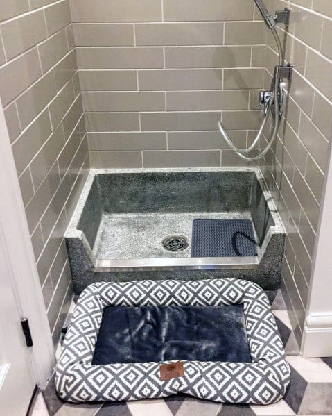 Grey Tile Home Dog Wash Idea Inspiration
