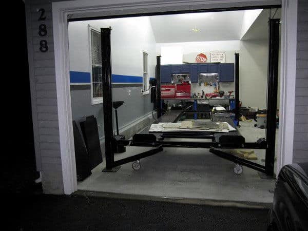 Grey With Small Blue Stripe Garage Paint Scheme