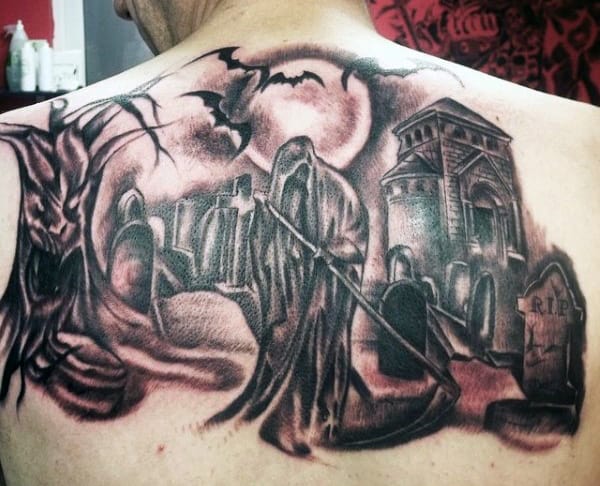 Grim Reaper Back Tattoo For Men