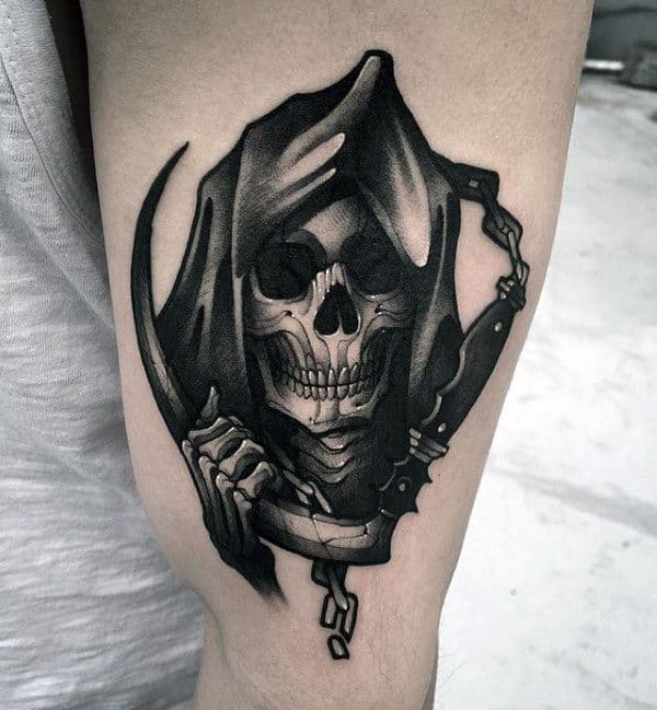 Grim Reaper Skeleton Hand Mens Arm Tattoos