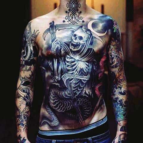 Grim Repear Extreme Chest Tattoos For Men