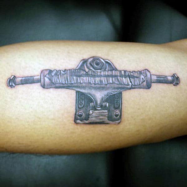 Grinded Skateboard Trucks Mens Bicep Tattoo