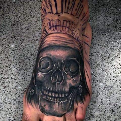 Grinning Skull Tattoo on a Foot