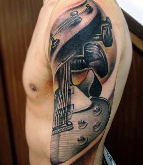 Guitar Sleeve Men's Tattoos