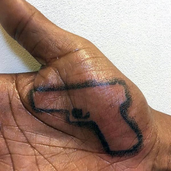 Gun Outline Tattoo Male Palm