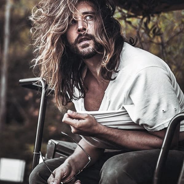 Blonde Man with Long Hair and Short Beard