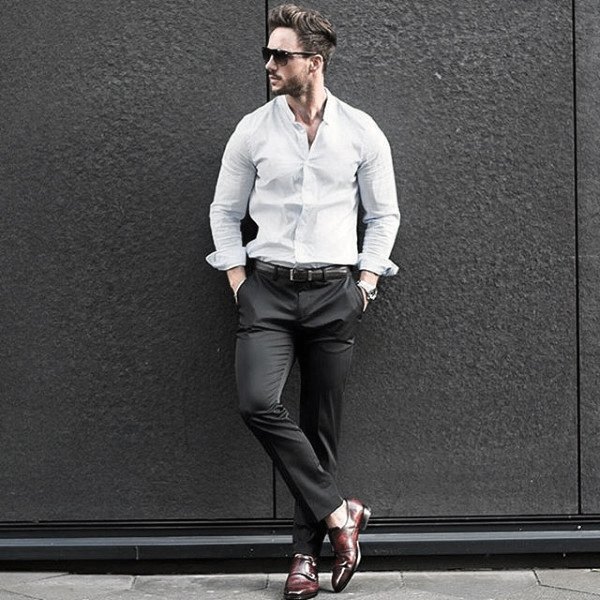 Guy Casual Wear Style Business Casual Dress Shirt And Pants
