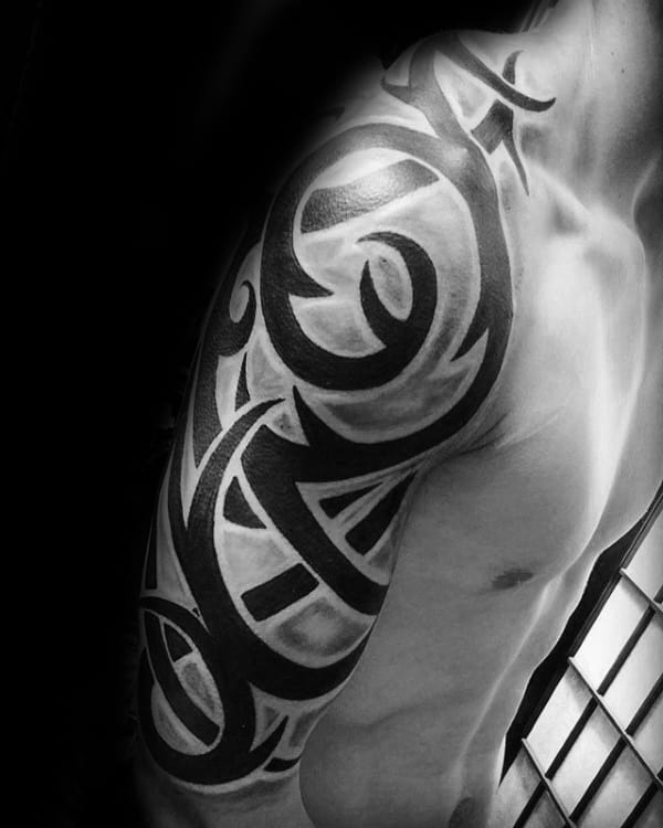 Guy Tribal Half Sleeve Tattoo Design Ideas