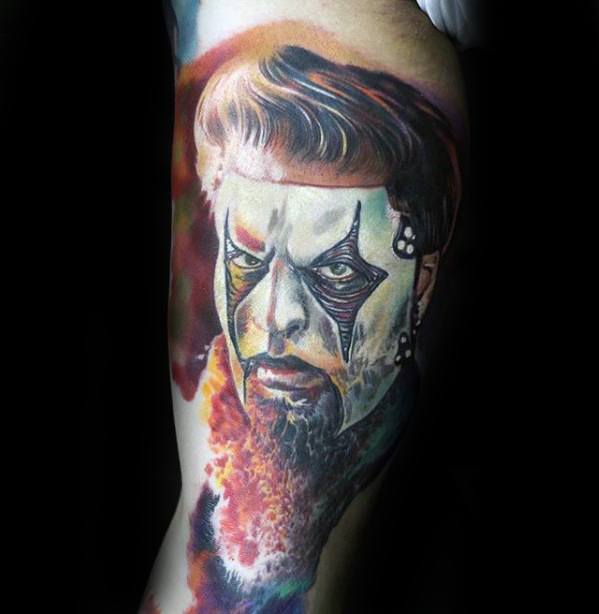 Guy With 3d Slipknot Tattoo Design