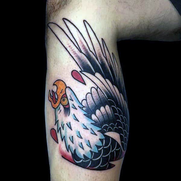 Guy With Awesome Bald Eagle Tattoo On Calves
