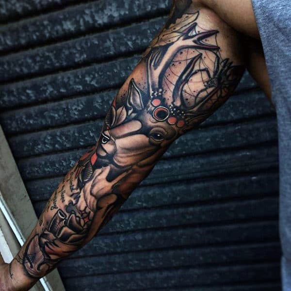 Guy With Awesome Spider Themed Tattoo Sleeve