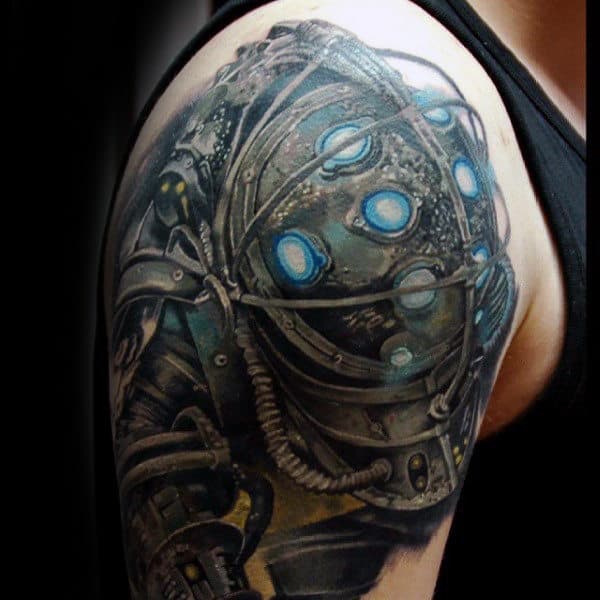 Guy With Bioshock Upper Arm Tattoo