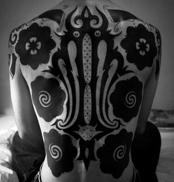 Guy With Blackwork Pattern Awesome Tribal Tattoo Design