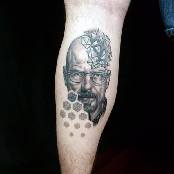 Guy With Breaking Bad Geometric Leg Calf Tattoo