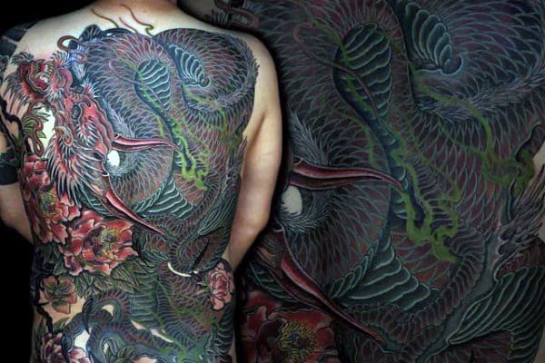 Guy With Cool Full Back Tattoo Of Dragon