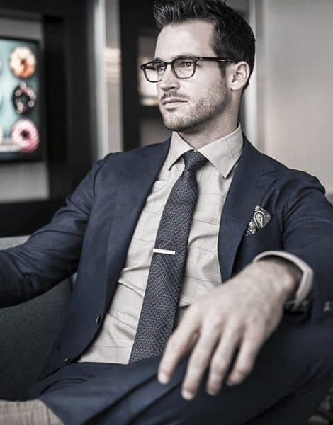 Guy With Cool Navy Blue Suit Clothing Style