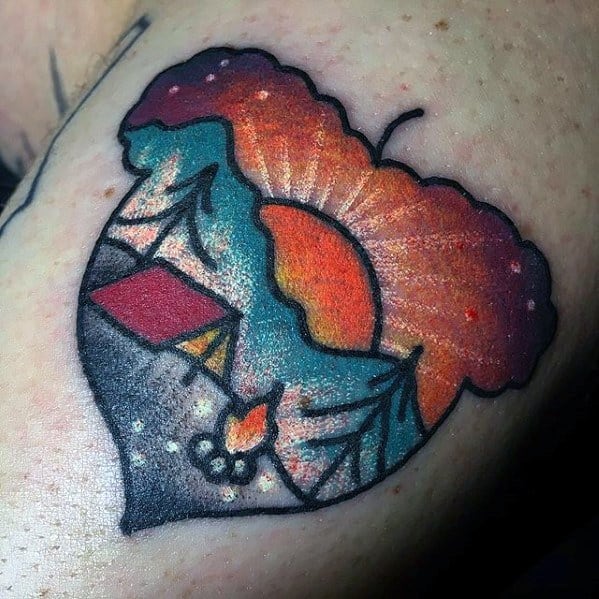 Guy With Cool Small Nature Acorn Camping Tattoo On Arm