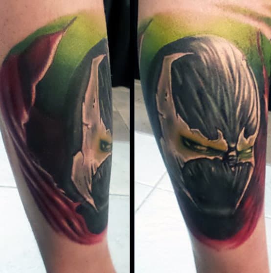 Guy With Cool Spawn Leg Tattoo