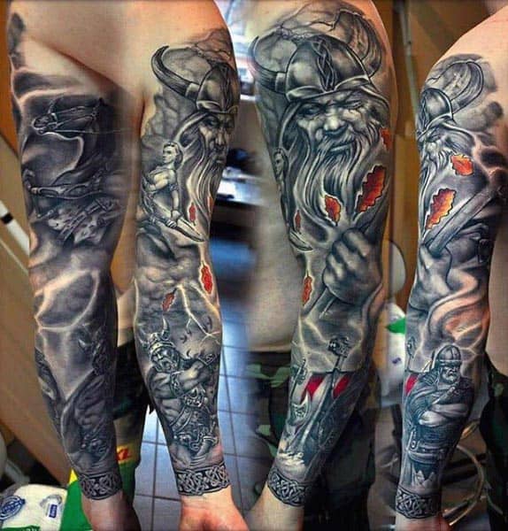 Guy With Cool Viking Arm Tattoo Design