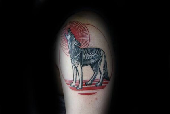 Guy With Coyote Tattoo Design