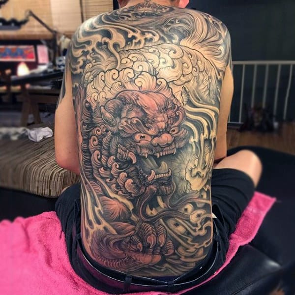 Guy With Fantastic Detailed Design Dragon Tattoo Full Back