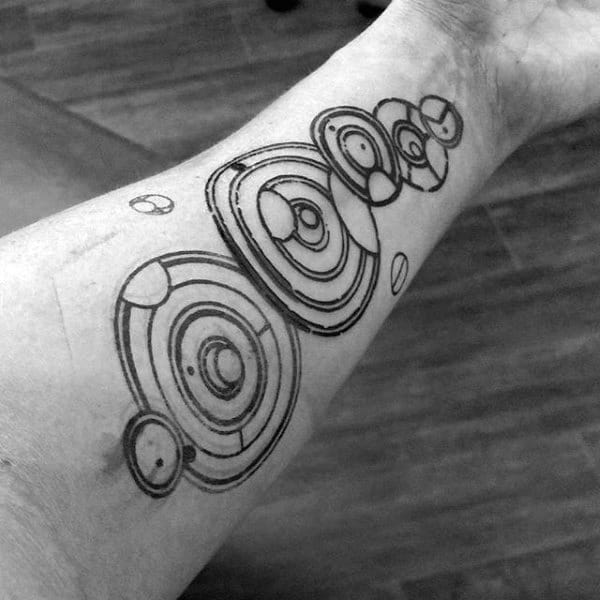 Guy With Gallifreyan Tattoos On Inner Forearm