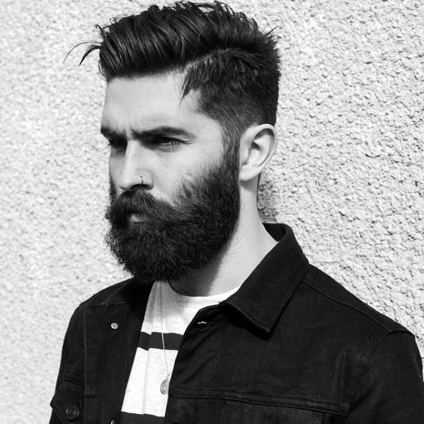 Guy with Black Beard and Undercut Hairstyle