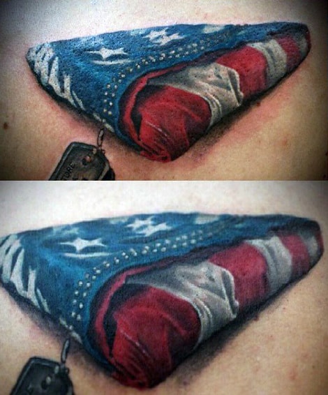 Guy With Italian American Flag Tattoo Folded