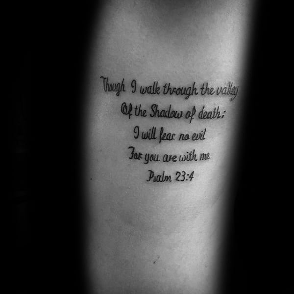 Guy With Leg Psalm 23 Tattoo