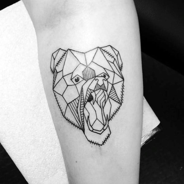 Guy With Masculine Outline Geometric Bear Forearm Tattoo