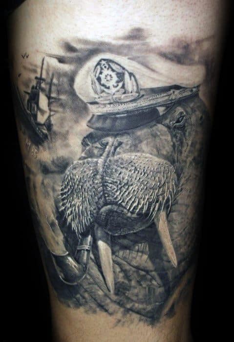 Guy With Realistic Walrus Tattoo Design On Forearm