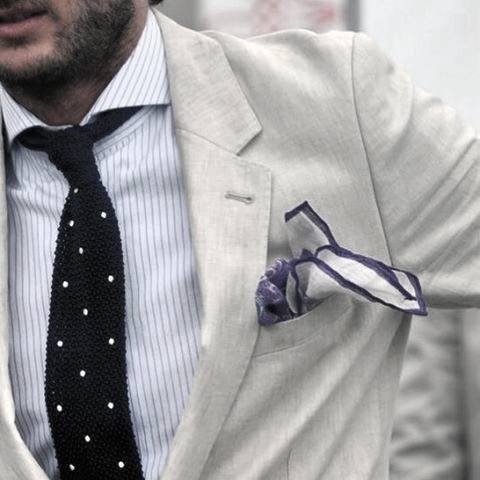 Guy With Sharp Looking Trendy Outfits Outfit Cream Suit With White Dot Navy Tie