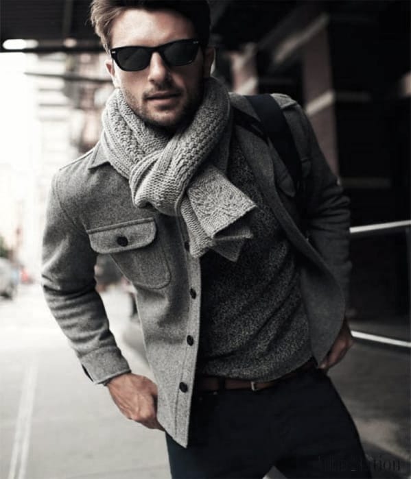 Guy With Sharp Looking Winter Outfits Outfit Grey Scarf And Jacket